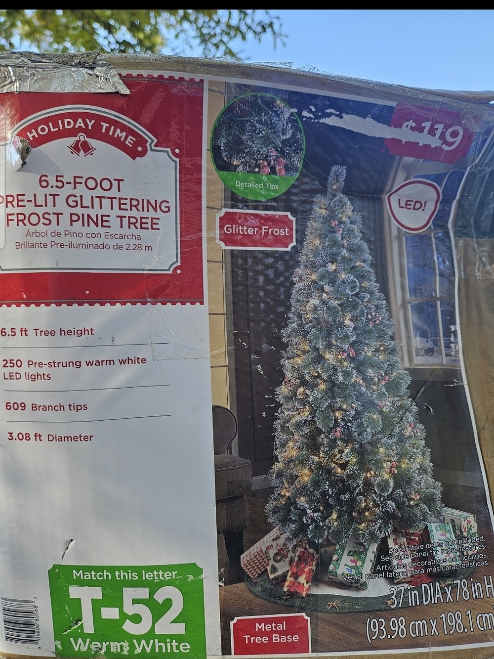 adidas Frosted Green Pre-Lit Holiday Pine Tree with Warm White LEDs